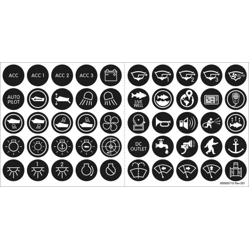 4230 Blue Sea 4230 Push Button Switch Label Kit