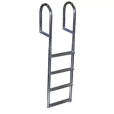 Dock Edge Welded Aluminum Fixed Wide Step Ladder - 4-Step - DE2044F