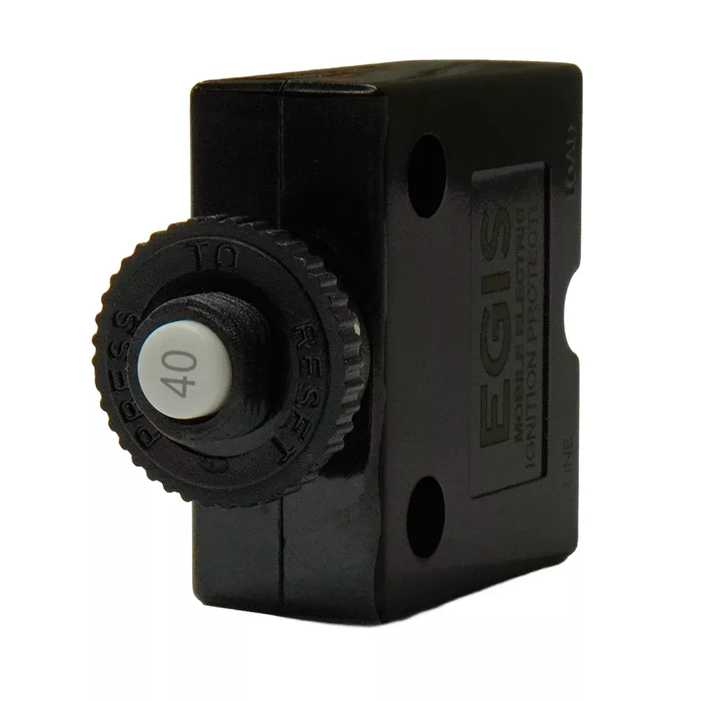 Egis 40A Push Button Panel Mount Circuit Breaker - Spade Terminal