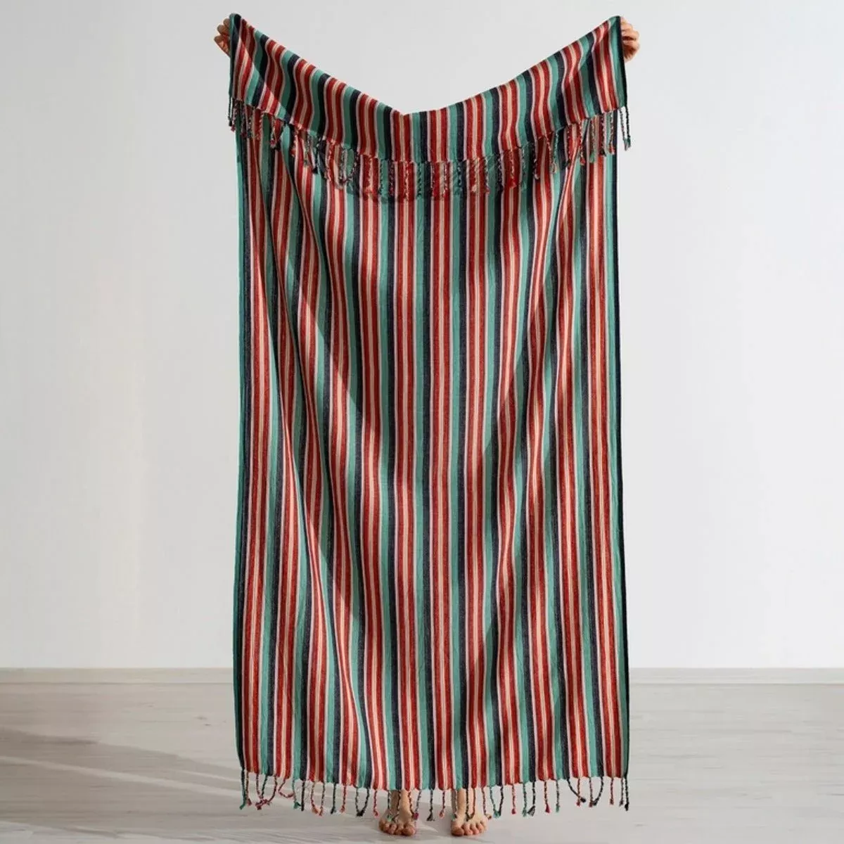 Kikoya Mid Weight Rustic Vintage Turkish Towel in Red/Blue