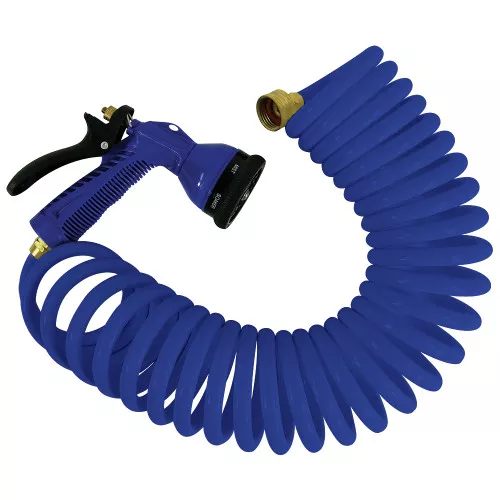 P-0440B Whitecap 15' Blue Coiled Hose w/Adjustable Nozzle