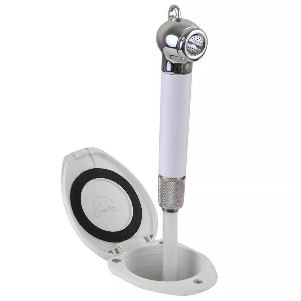 Scandvik Recessed Shower w6 White Hose PushButton 12106P