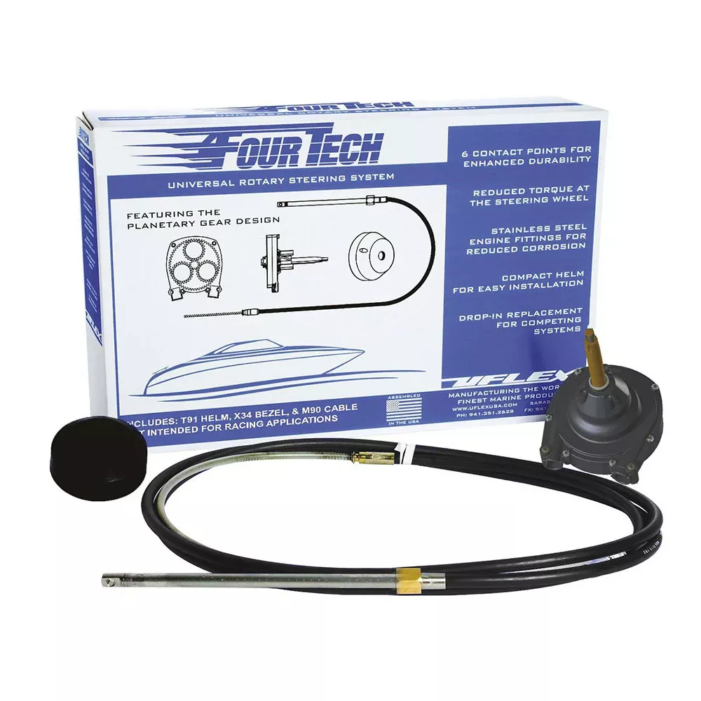 Uflex Fourtech 17 Black Mach Rotary Steering System with Helm, BezelCable
