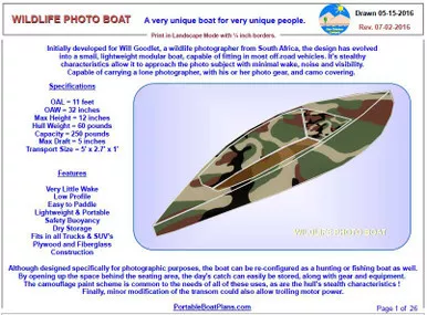 Wildlife Photo Boat Plans PDF